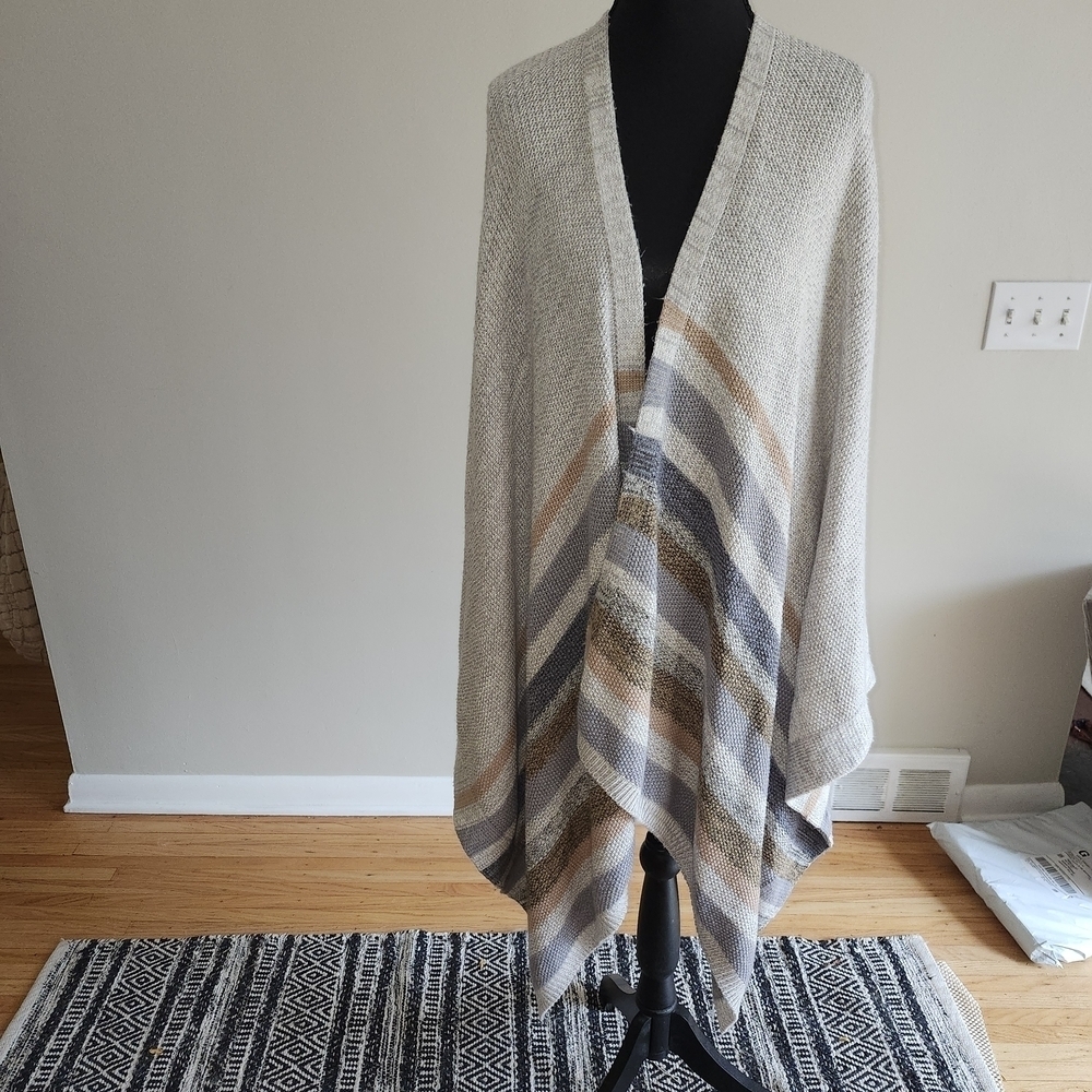 Striped Knit Poncho